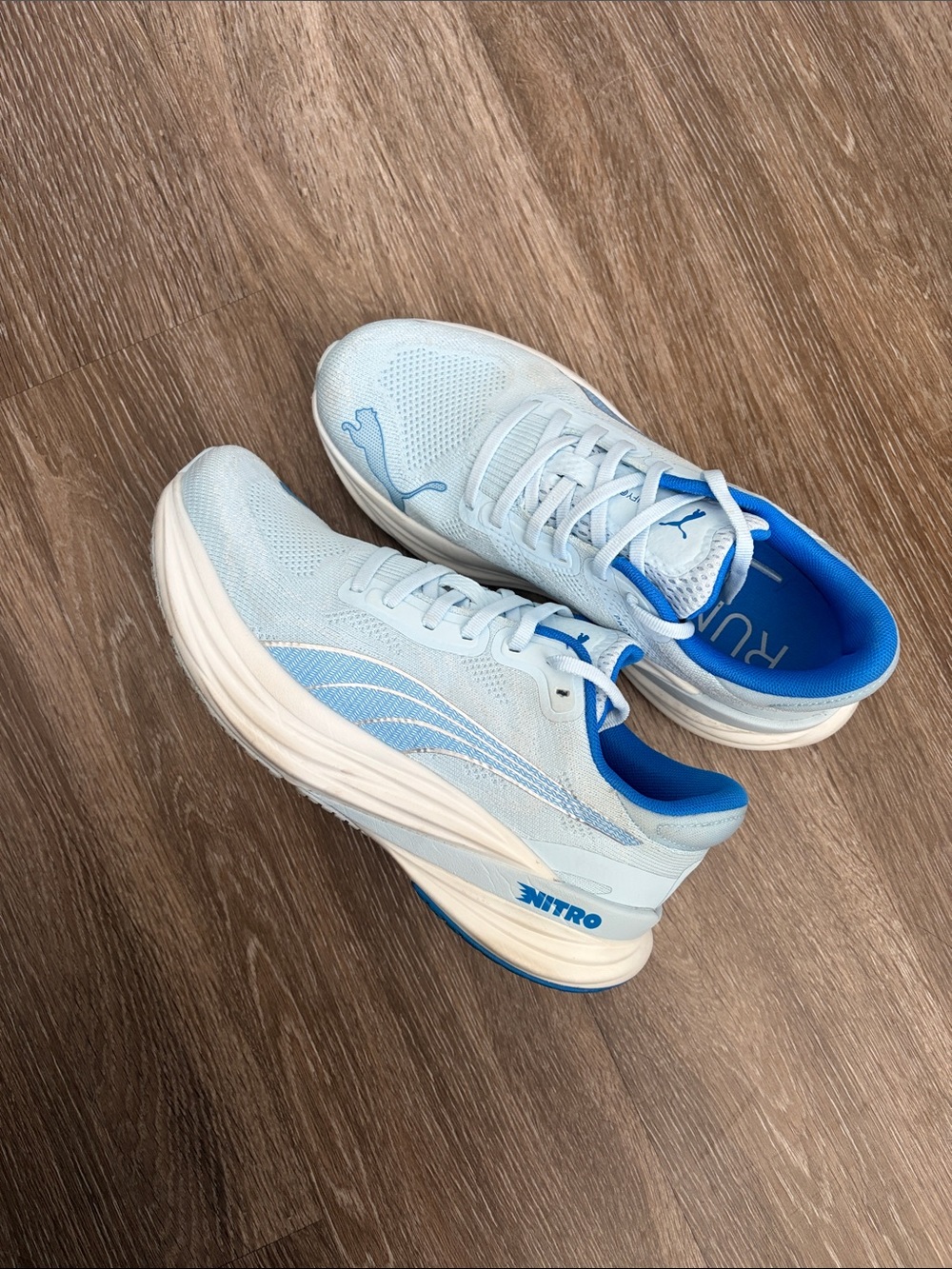Puma Magnify 2 Light Blue and White Women's Nitro Running Shoes